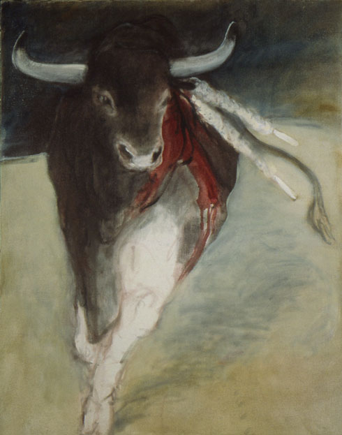 The bull attacks, 101x80cm.