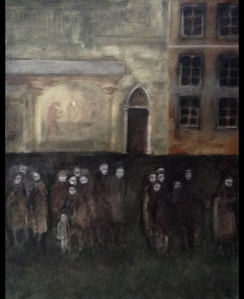 La famille du défunt restée à quai, 1984, 146x113 cm.