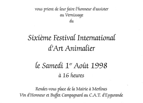 Dépliant exposition festival d'art animalier en pays d'Eygurande, 1998
