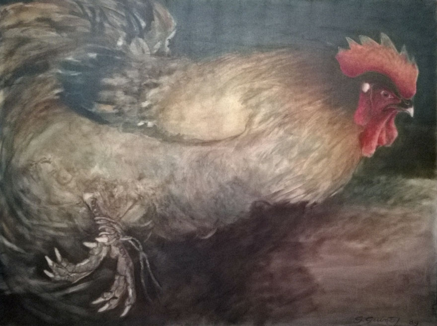 Tall rooster, 109x146 cm.