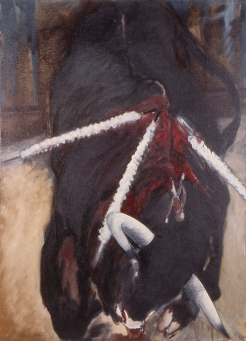 The bull on its knees, 140x100 cm.